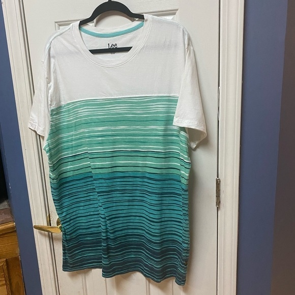 Lee Men's Crew Neck Short Sleeve Shirt White Green Black Size xl - Picture 3 of 7